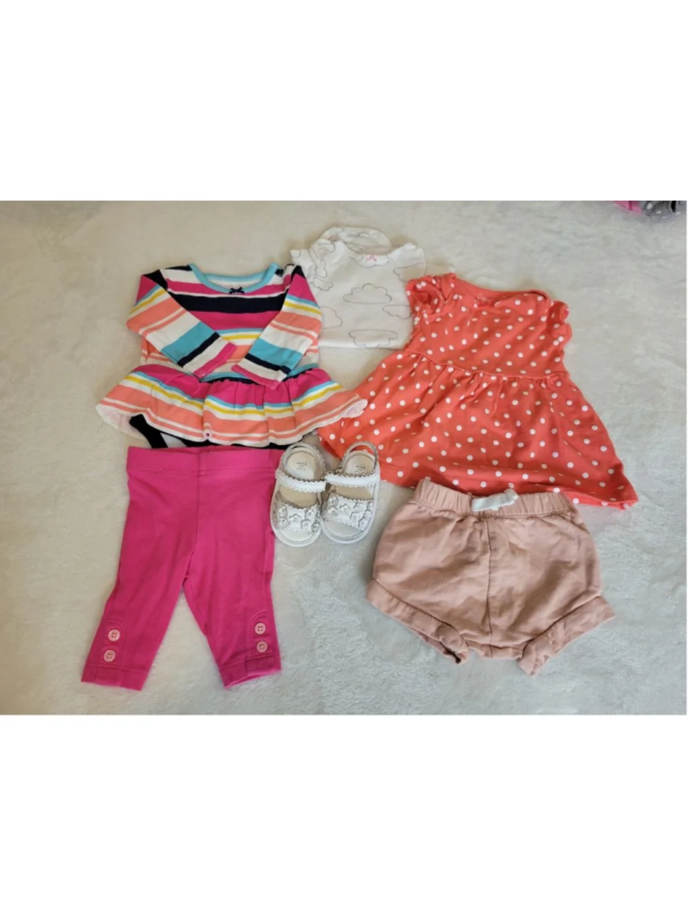 Janie and Jack & Little Co. Baby Girl Bundle 3M – 6pc Set with Leather Sandals
